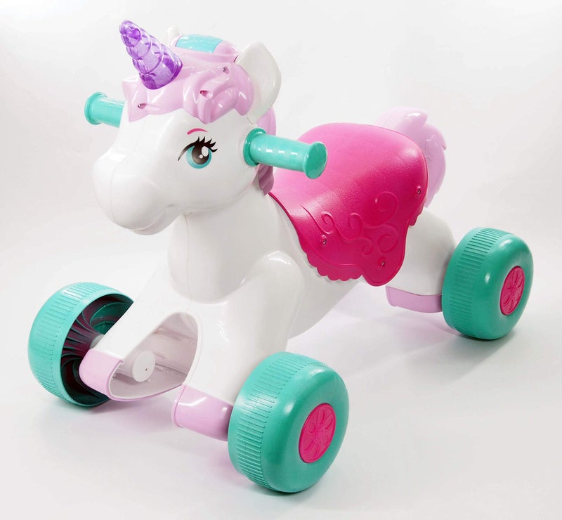 Kiddieland Unicorn Ride-On with Lights & Sounds for Toddlers, Musical Push Toy with Flashing Lights, Durable Safe Construction, Ages 1-3 - Image 2